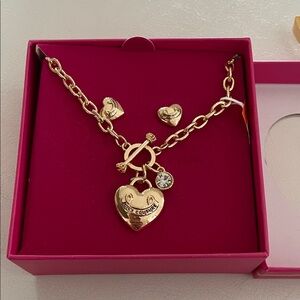 Juicy couture Heart Charm Necklace and Earrings Set